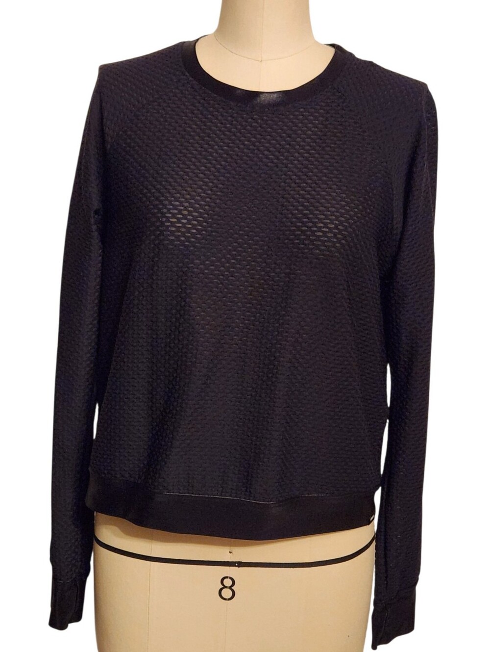 Koral Sofia Netz Mesh Crewneck Pullover Thumbholes Black L